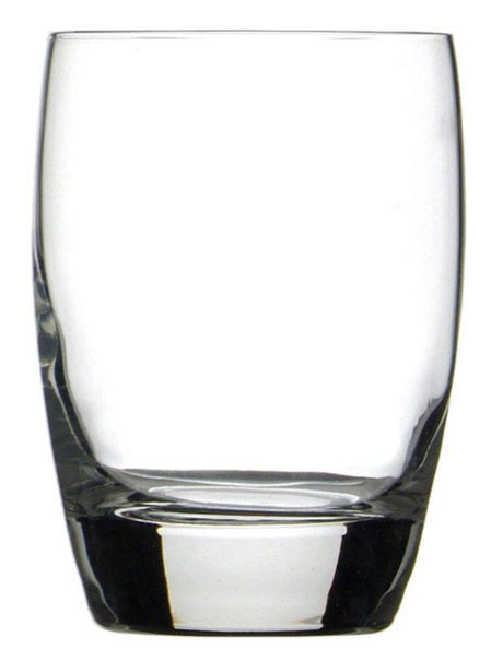 Set of 6 Luigi Bormioli Michelangelo Masterpiece DOF tumblers, 345ml, crafted from lead-free crystal with elegant design.
