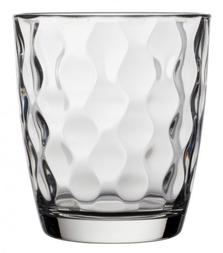 Set of 6 Bormioli Rocco Silk DOF glasses, 390ml, with a unique faceted design for elegant cocktail serving.