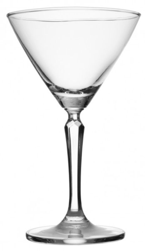 Set of 6 elegant 215ml cocktail glasses with crystal-like cut design, perfect for serving and enjoying cocktails.