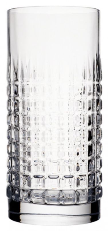 Set of 4 Luigi Bormioli Charme HiBall glasses, 480ml, made of lead-free crystal with elegant design and durable finish.
