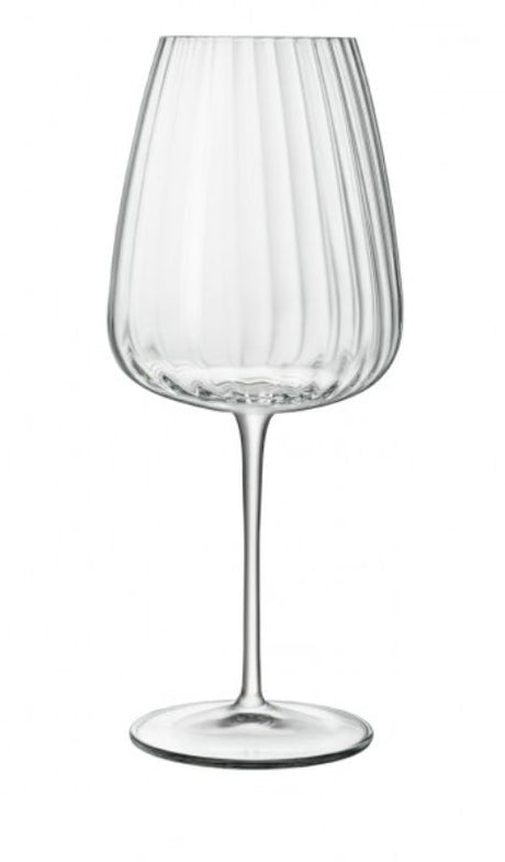 Set of 4 Luigi Bormioli Optica Bordeaux glasses, 700ml, featuring ribbed design and durable SON.hyx glass for elegant wine enjoyment.