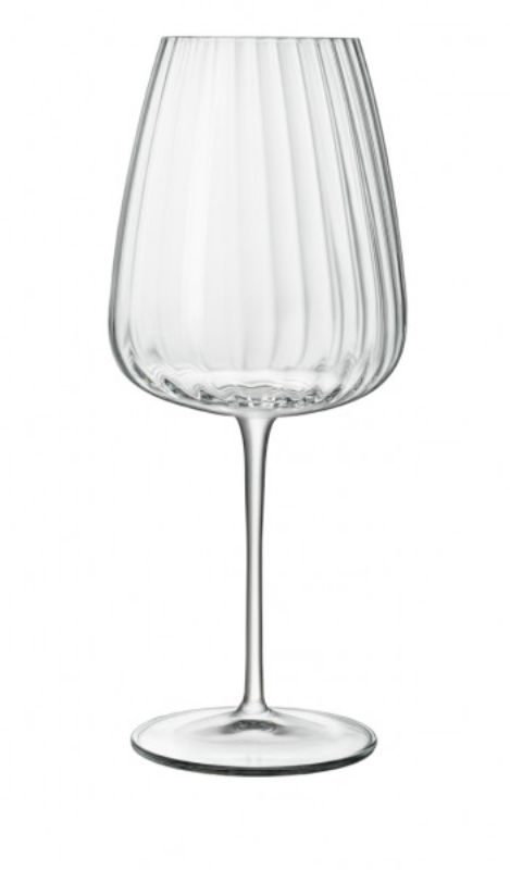 Set of 4 Luigi Bormioli Optica Bordeaux glasses, 700ml, featuring ribbed design and durable SON.hyx glass for elegant wine enjoyment.