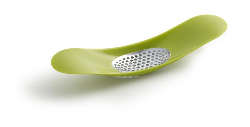 Joseph Joseph Garlic Rocker in green, efficiently crushes garlic with a rocking motion for easy, mess-free prep.
