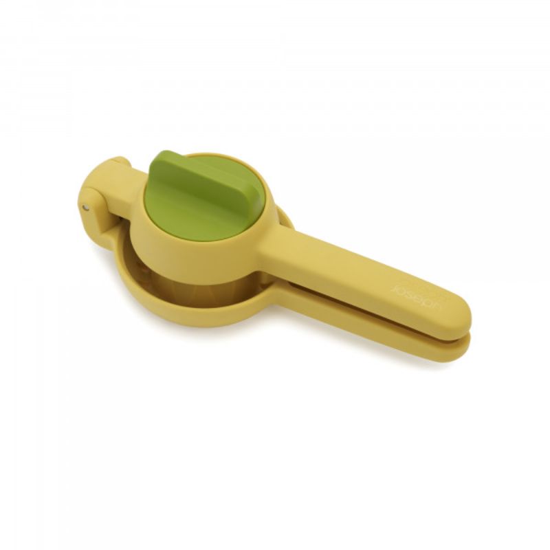 Joseph Joseph Juicemax Citrus Press with ergonomic handles and twist knob for efficient juice extraction from citrus fruits.