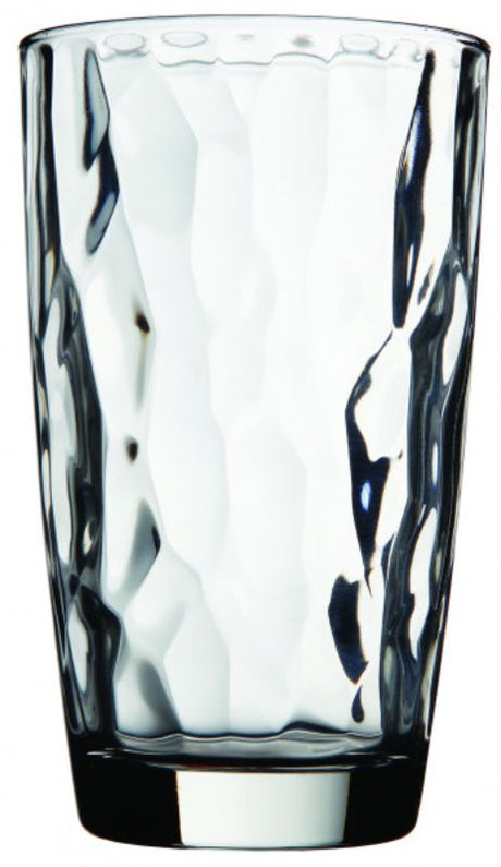 Bormioli Rocco Diamond Cooler set of 6 glass tumblers with elegant diamond-cut texture, perfect for stylish drink service.