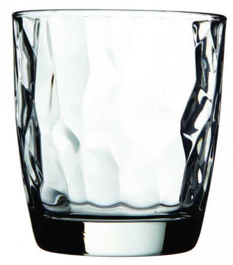 Set of 6 Bormioli Rocco Diamond DOF glasses, 300ml, with elegant diamond pattern for cocktails and whiskey.