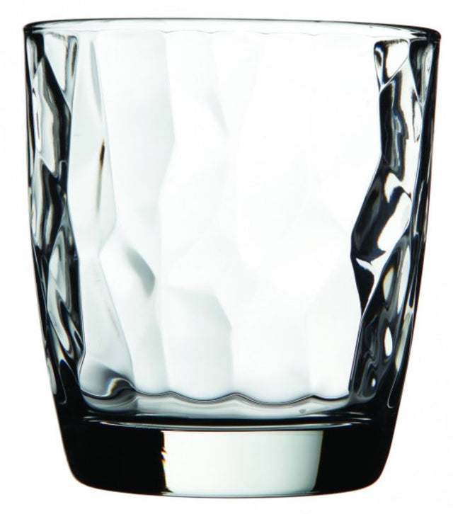 Set of 6 Bormioli Rocco Diamond DOF glasses, 300ml, with elegant diamond pattern for cocktails and whiskey.