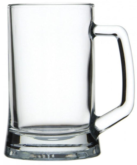Set of 12 Pasabahce Munich Beer Mugs, 395ml, perfect for enjoying beer at gatherings with a classic design and sturdy construction.