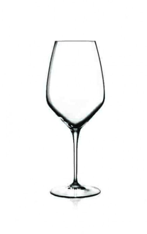 Set of 6 Luigi Bormioli Atelier Riesling glasses, featuring angular bowls and fine pulled stems for elegant wine enjoyment.
