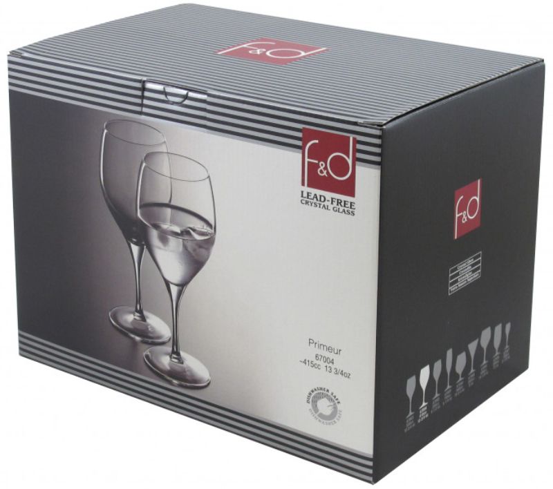 Set of 6 Pasabahce Primeur wine glasses, 425ml each, crafted for elegance, durability, and premium clarity.