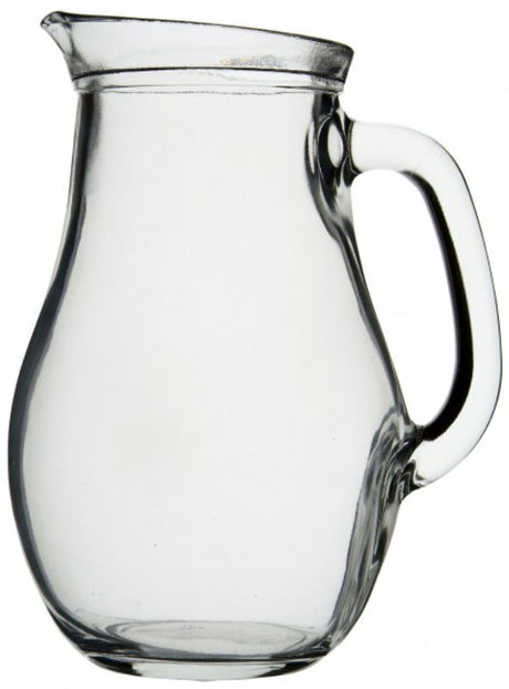 Set of 6 Pasabahce Bistro Jugs, 1 litre each, elegant glass design for serving beverages at gatherings.