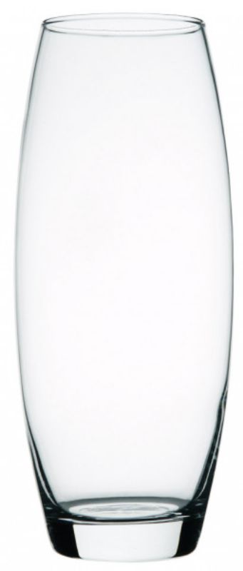 Set of 6 elegant 26cm glass vases, perfect for floral arrangements or as decorative art pieces.