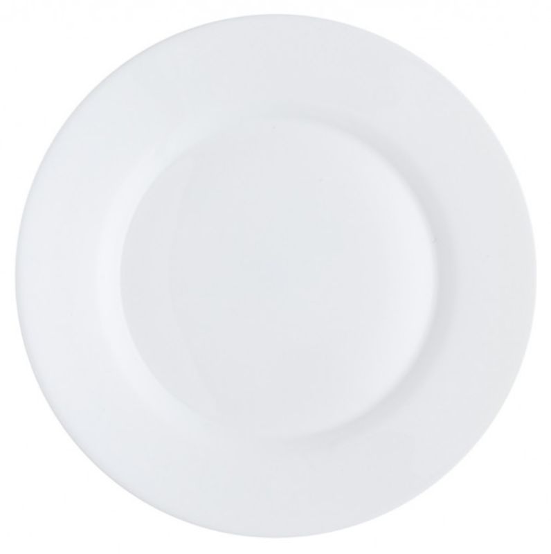 Set of 36 elegant 25cm tempered glass dinner plates for casual and formal dining, showcasing Italian style and durability.