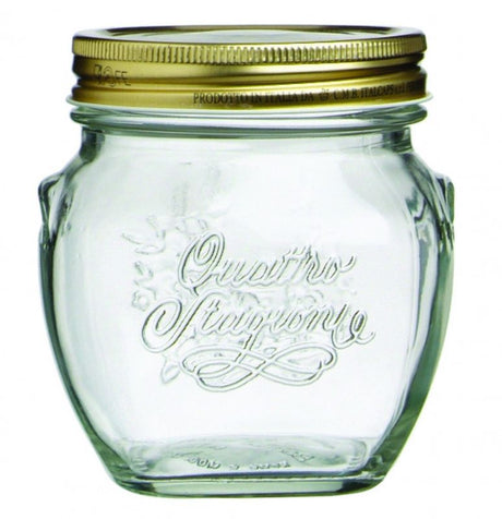 Set of 12 Bormioli Rocco Amphora Jars, 500ml, ideal for canning jams and sauces with an elegant design.