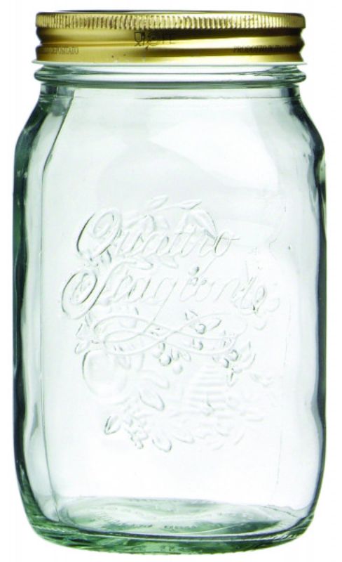 Set of 12 Bormioli Rocco 1Lt jars, perfect for home canning, featuring a wide mouth for easy filling and cleaning.