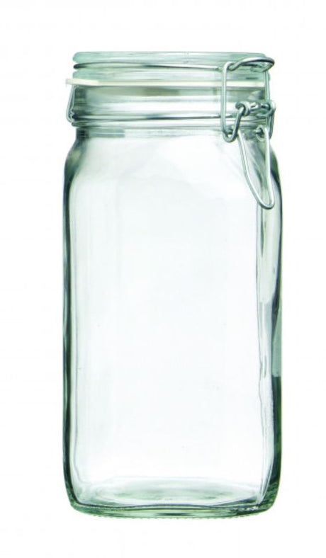 Bormioli Rocco Fido Jar set of 12, 1.5 L airtight glass jars for food storage, canning, and preserving with elegant design.