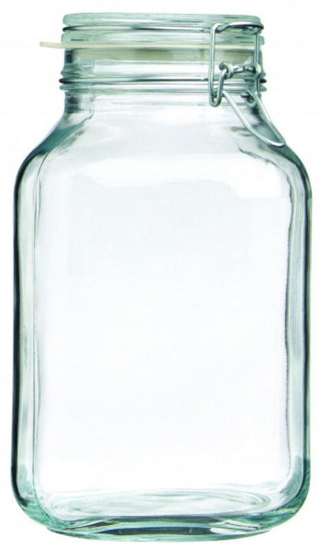 Set of 6 Bormioli Rocco Fido Jars, 3 litres each, airtight seal for fresh food storage, stylish and functional design.