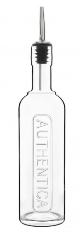 Elegant 500ml glass bottle set of 12 with stainless steel pour spout, ideal for stylish dining and entertaining.