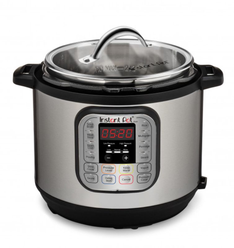 Tempered glass lid for Instant Pot 3L, featuring stainless steel rim, steam vent, and ideal for sautéing or slow cooking.