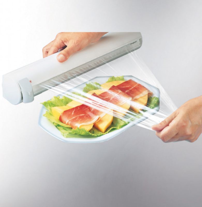 Leifheit wall mounted kitchen roll holder with sleek design, easy refills, and sharp blades for clean cutting.