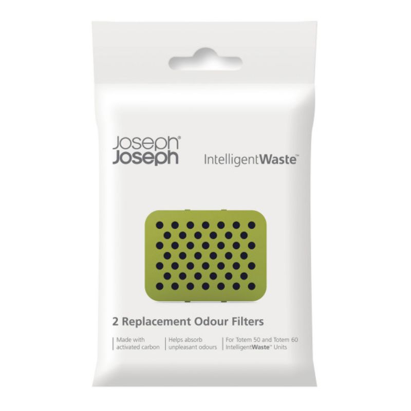 Joseph Joseph Replacement Odour Filters (2 Pack) designed for Totem units, effectively neutralizing unpleasant bin smells.