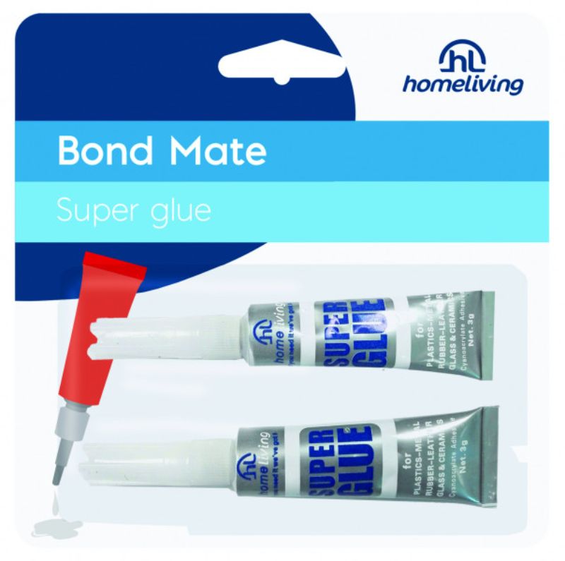 Homeliving Superglue Pack - Set of 4 tubes for quick, strong repairs on wood, plastic, metal, and ceramic.