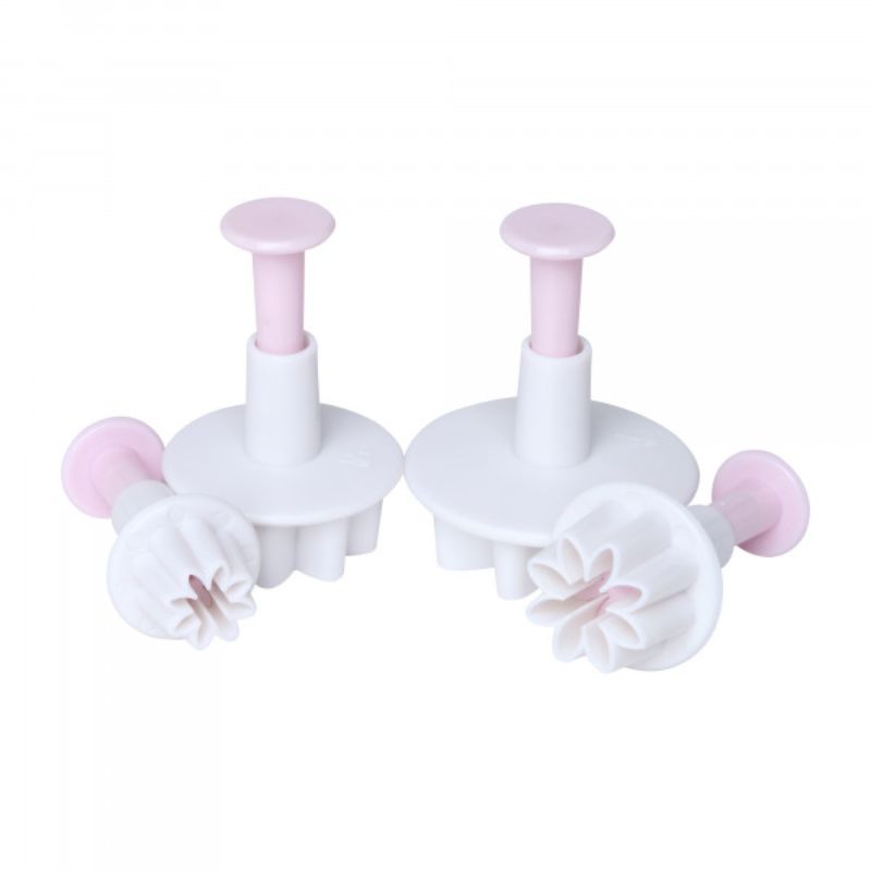 Wiltshire Flower Cutter & Pusher set for creating detailed fondant flowers, made of durable plastic and dishwasher safe.