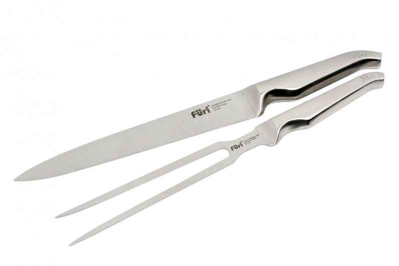 Furi Pro Carving Set 2 Piece with high-carbon stainless steel knife and sturdy fork for precision carving and serving.