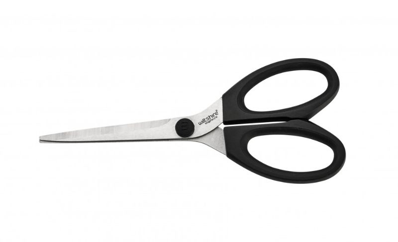 Wiltshire Staysharp Scissors with self-sharpening blades, ergonomic handle, ideal for various kitchen tasks.