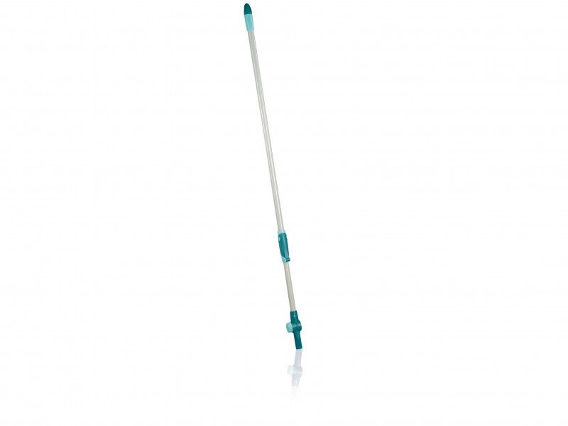 Leifheit telescopic cleaning handle, extendable from 110-190cm, with rotating hinge for versatile high-reach cleaning.