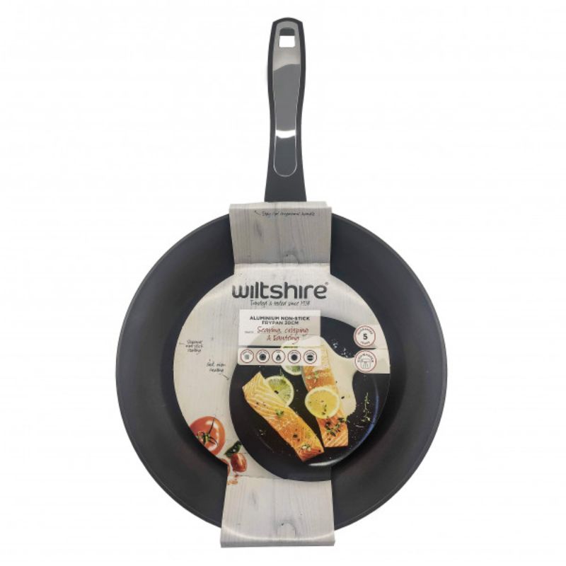 30cm forged aluminium frypan with non-stick surface and ergonomic handle for even heat distribution and versatile cooking.