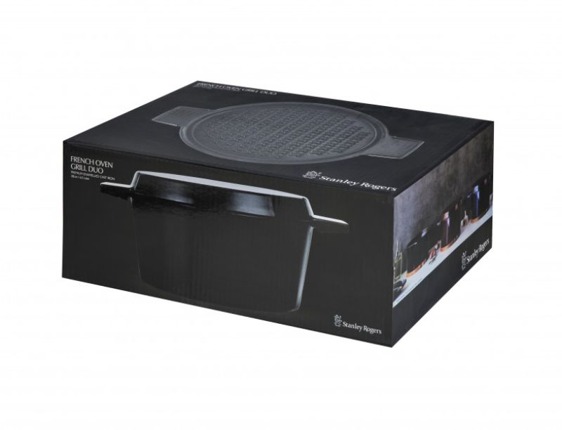 Stanley Rogers 28cm Cast Iron French Oven in Bordeaux, featuring easy-release enamel, heat retention, and wide handles.