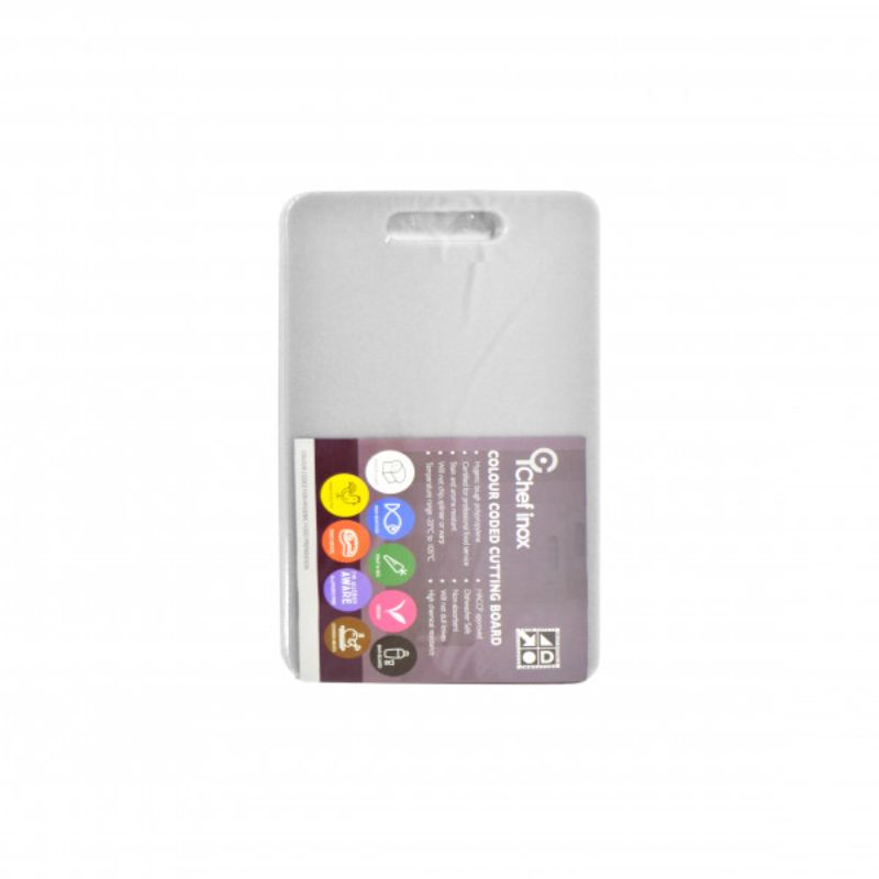 Chef Inox white polypropylene cutting board, 200x270mm, durable, hygienic, and ideal for safe food preparation.