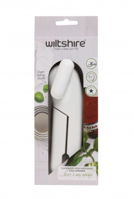Wiltshire Classic Super Can Opener with ergonomic handle for effortless can opening, suitable for all users and dishwasher safe.