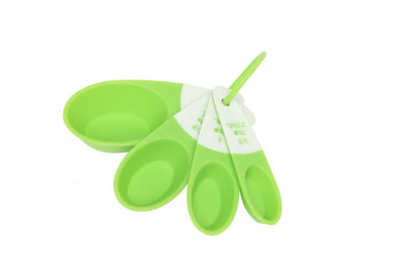 Wiltshire Classic Measuring Spoons Set of 4, lightweight plastic, includes sizes 1 tbsp, 1/2 tbsp, 1 tsp, and 1/2 tsp.