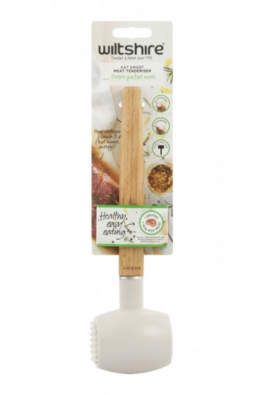 Wiltshire Beechwood Meat Tenderizer, dual-sided for efficiently tenderizing all types of meat with an elegant design.