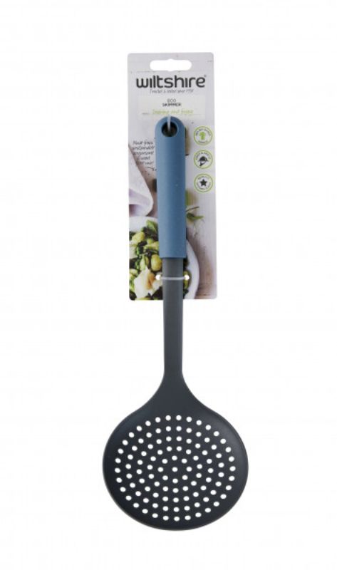 Wiltshire Eco Friendly Skimmer made from 98% bio-based materials, ideal for draining, frying, and eco-conscious cooking.