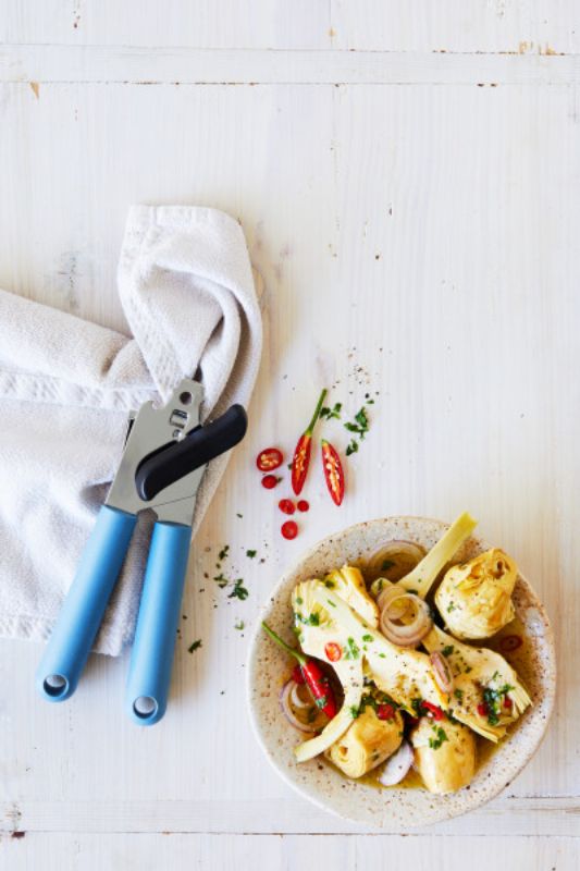 Wiltshire Eco Friendly Can Opener with bio-based handle, stainless steel blade, and easy-turn mechanism for sustainable can opening.