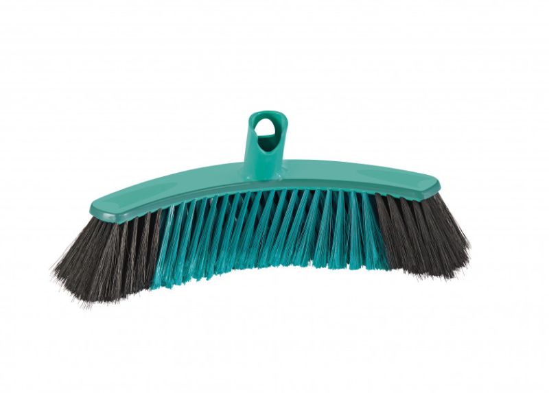 Leifheit Click System Broom Xtra Clean Collect 30cm with crescent design for efficient dirt collection on various floor types.