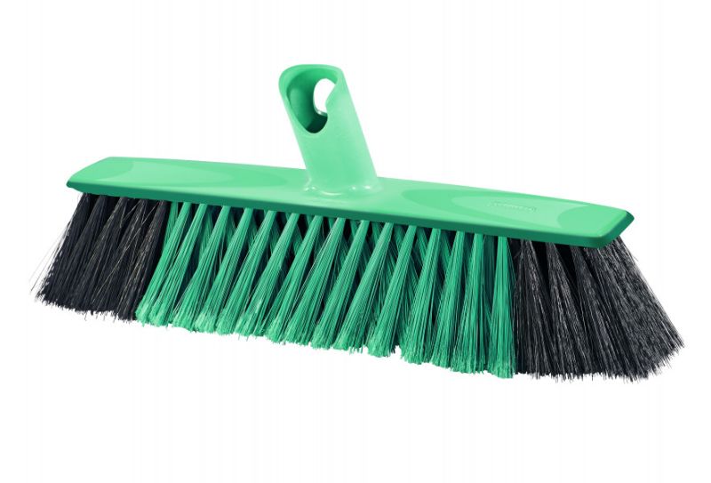 Leifheit Click System Broom Xtra Clean 30cm with X-shaped bristles for effective sweeping on various floor types.