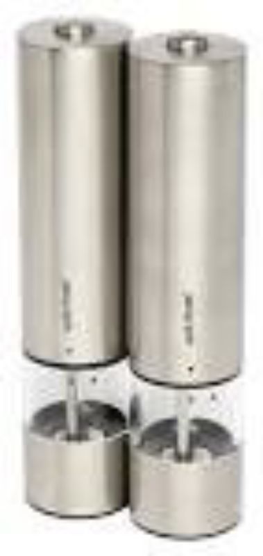 Wiltshire Electric Mill Set 22cm in stainless steel, featuring adjustable grind and built-in light for precision seasoning.