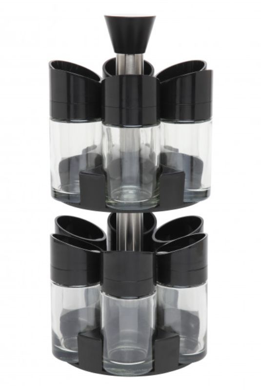 Wiltshire Salt n Pepper Spice Carousel with 13 refillable jars and rotating design for easy spice access and organization.