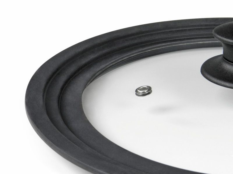 Flonal Cookware Multisize Lid for 24/26/28cm pans, features heat-resistant silicone, scratch-resistant glass, and a stay-cool knob.