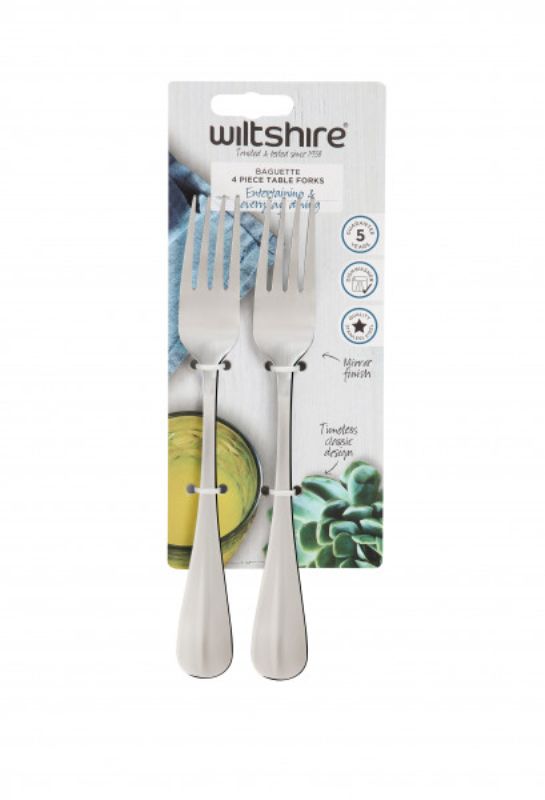 Set of 4 stainless steel dinner forks with a mirror finish, perfect for stylish dining and everyday meals.