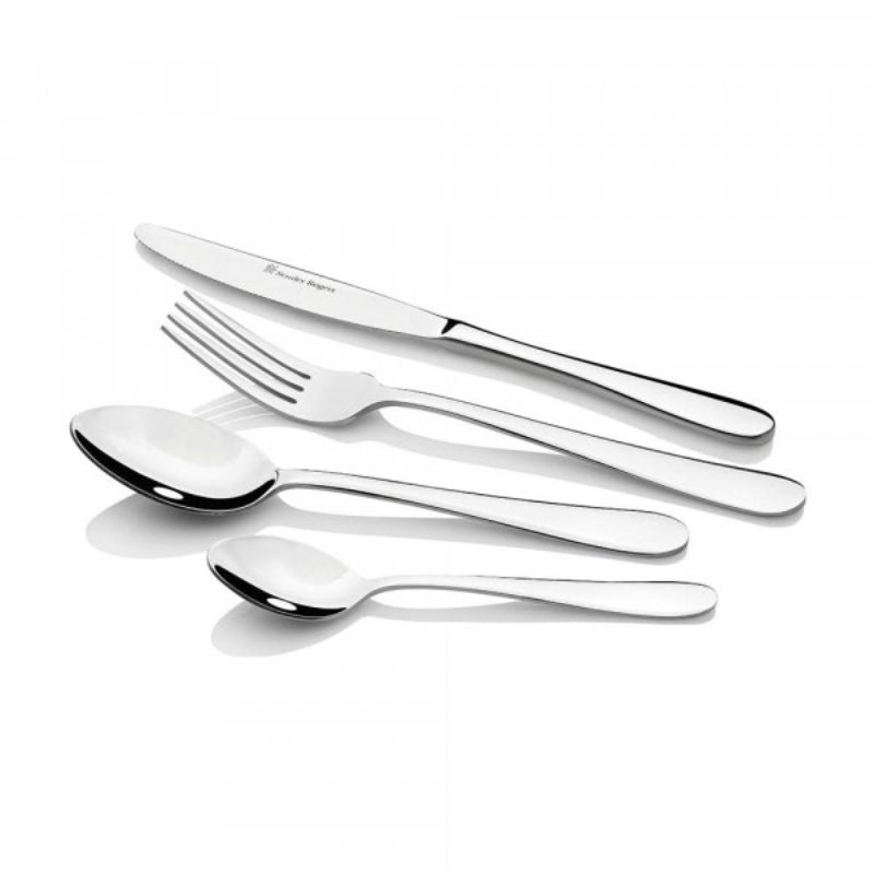 Stanley Rogers Albany 56 Piece Cutlery Set in a luxurious gift box, featuring stainless steel pieces with a mirror finish for elegant dining.