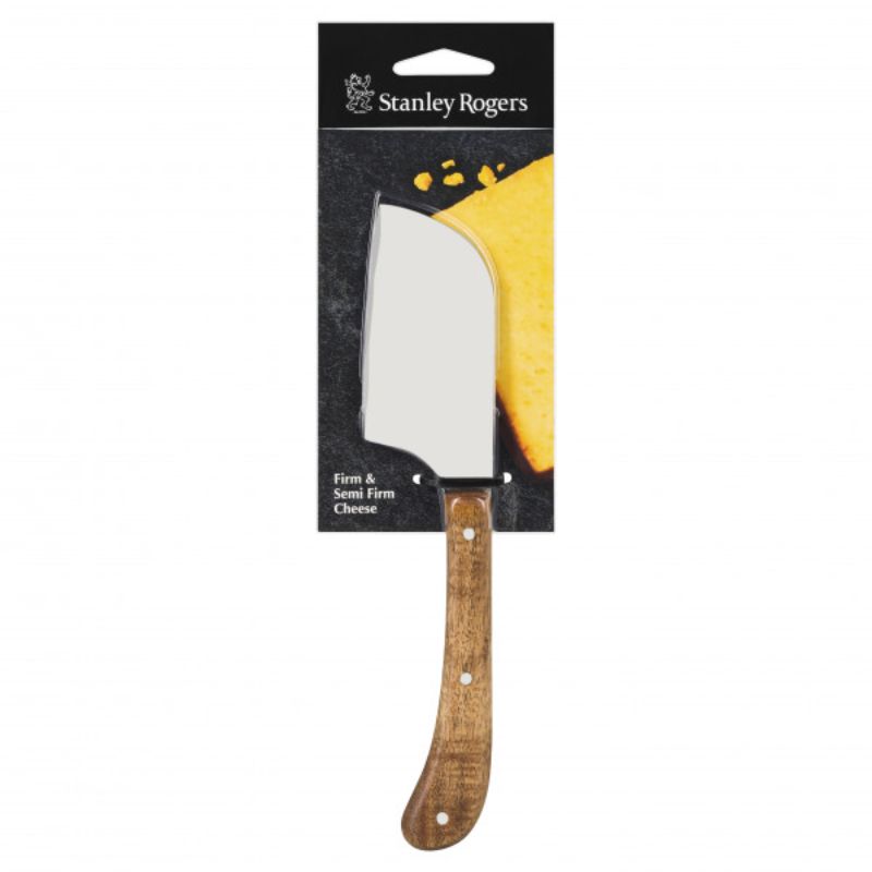Stanley Rogers Acacia Mini Cleaver with pistol grip, ideal for slicing firm cheeses elegantly.
