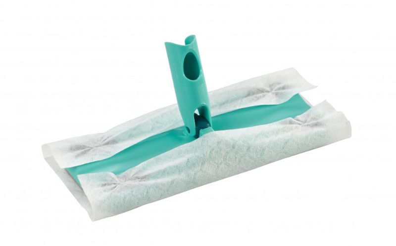 Leifheit Click System Clean & Away Floor Duster with 5 static cloths for efficient cleaning of smooth surfaces.