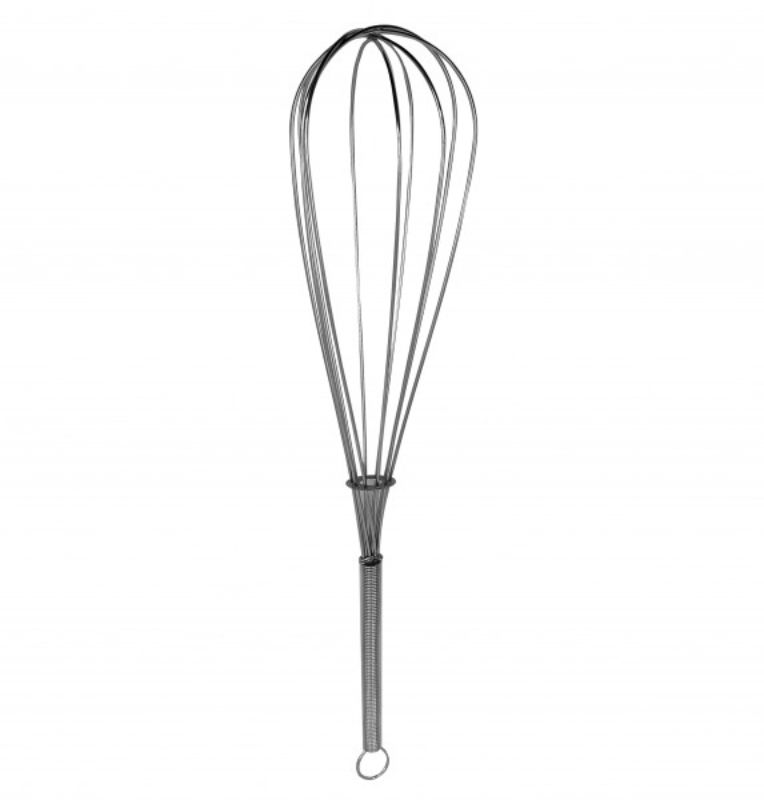 Wiltshire Gourmet 12-inch whisk in stainless steel, perfect for whipping eggs and cream; elegant, durable, and dishwasher safe.