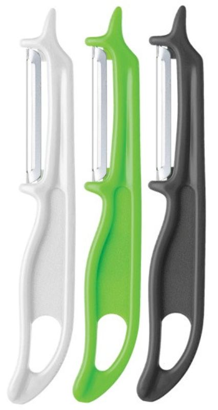 Wiltshire Peelers 3 Pack featuring ergonomic handles, dual blades, and eye removers for effortless fruit and vegetable peeling.