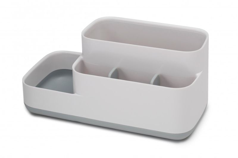 Joseph Joseph EasyStore Bathroom Caddy in grey/white, featuring multiple compartments for organized and stylish bathroom storage.